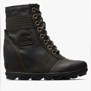 Sorel Black Lace Up Wedge Boots